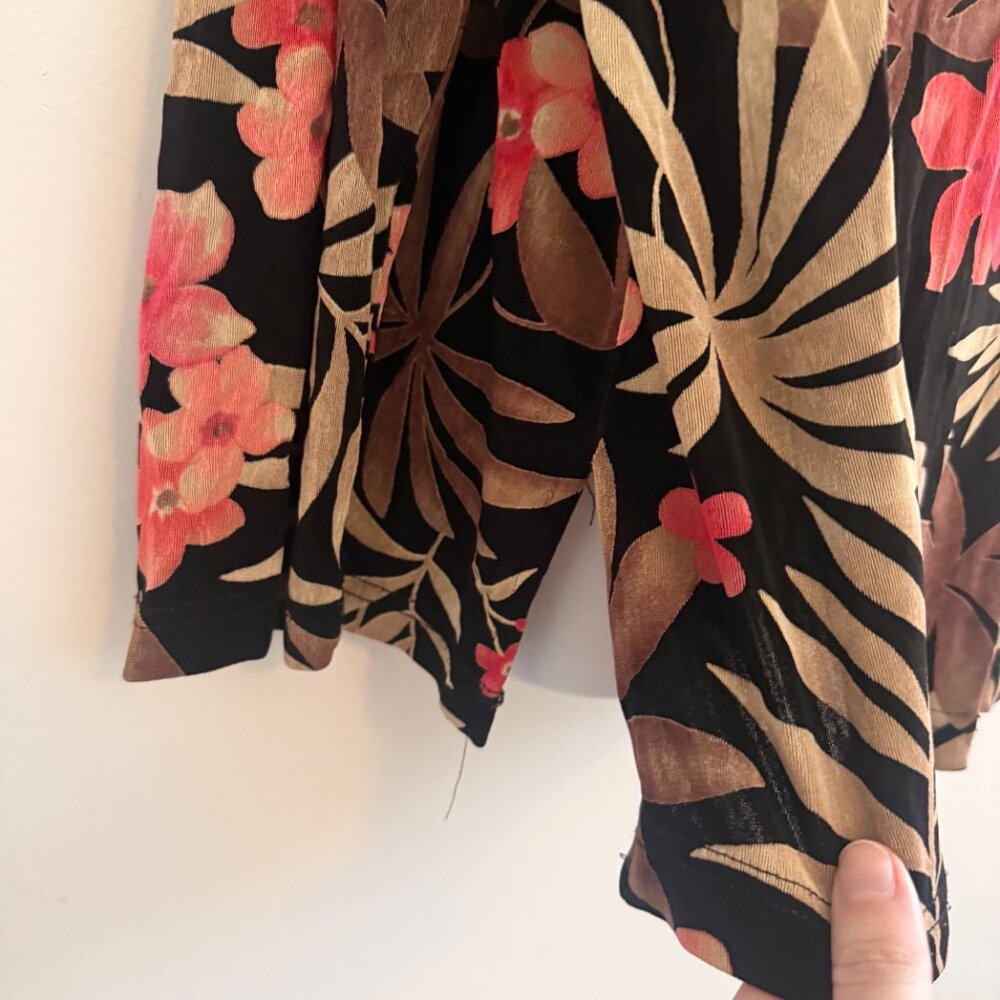 Dressbarn Y2K Black Coral Floral Slinky Blouse | M - Picture 8 of 10